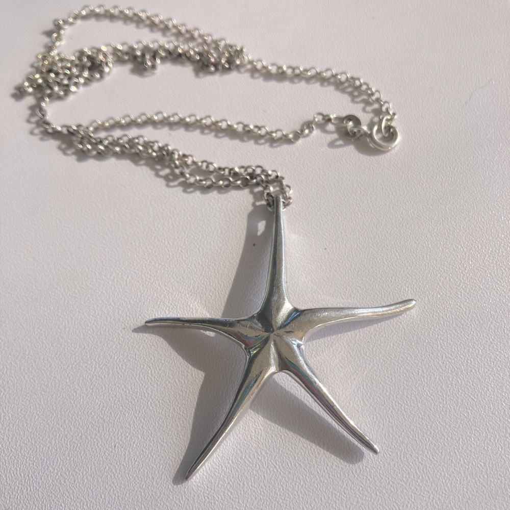 Star fish necklace - sea star 925 stamped silver